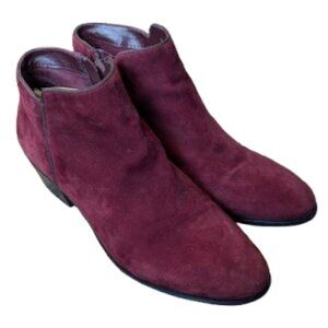 Sam Edelman Petty Burgundy Suede Leather Ankle Bootie Size 8